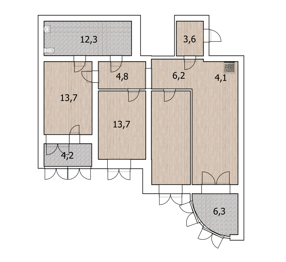 3-комнатная 99.8 м2 в ЖК undefined корпус undefined этаж null