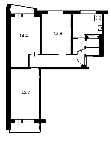 3-комнатная 62.7 м2 в ЖК undefined корпус undefined этаж null