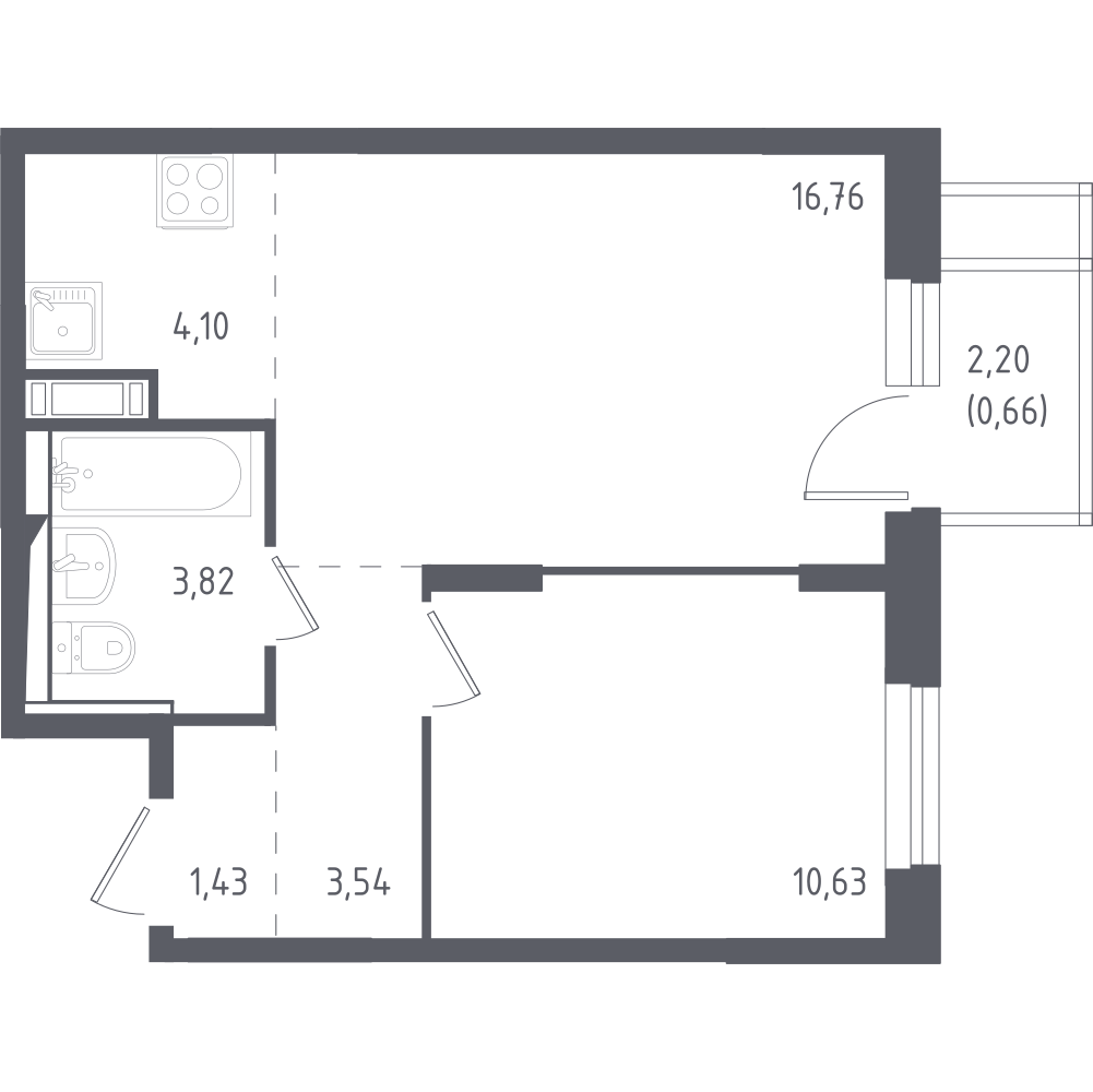 2-комнатная 40.9 м2 в ЖК Пятницкие Луга корпус 1.2 этаж 3