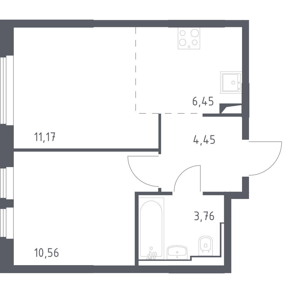 2-комнатная 36.4 м2 в ЖК Остафьево корпус 19 этаж 8