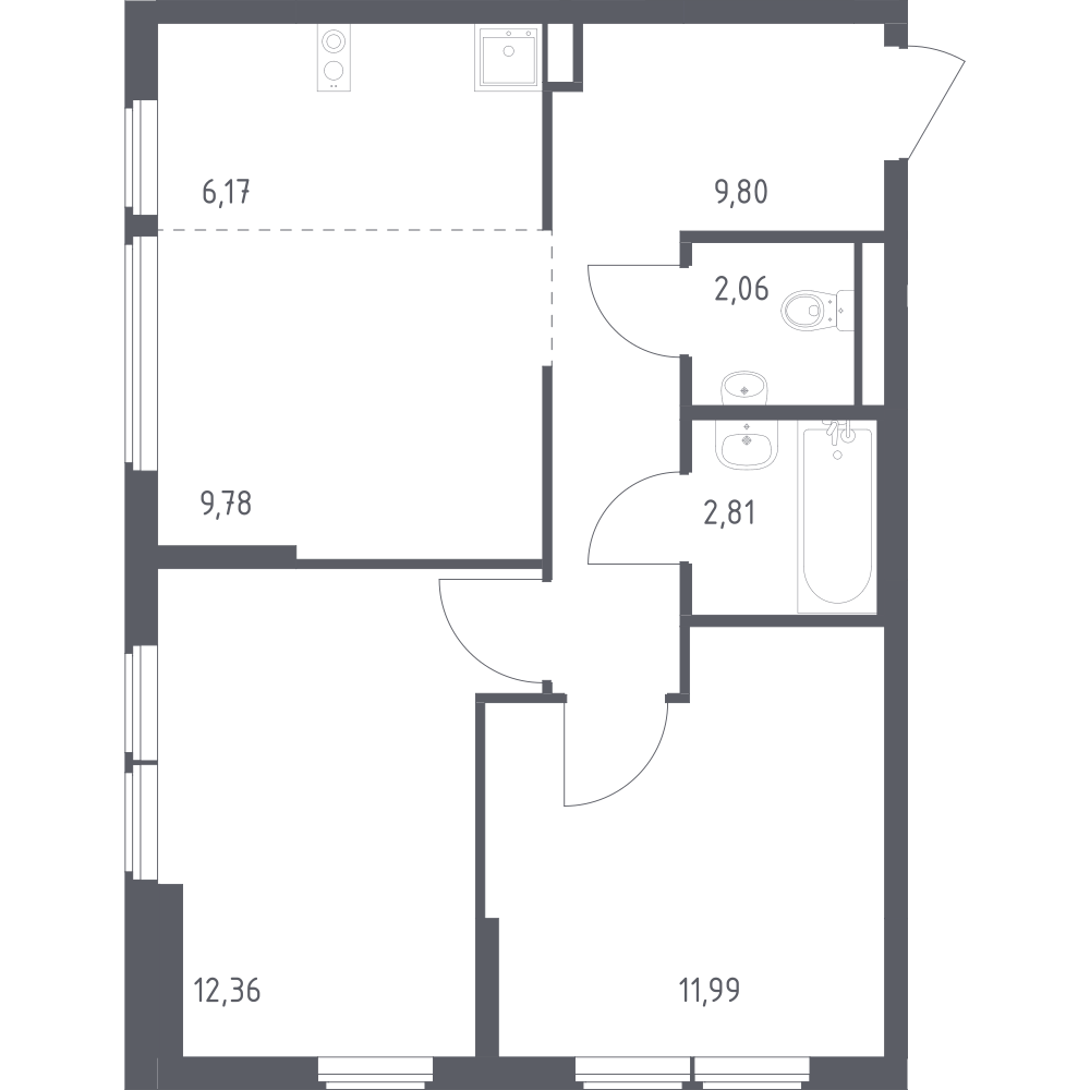 3-комнатная 55 м2 в ЖК Остафьево корпус 20 этаж 10