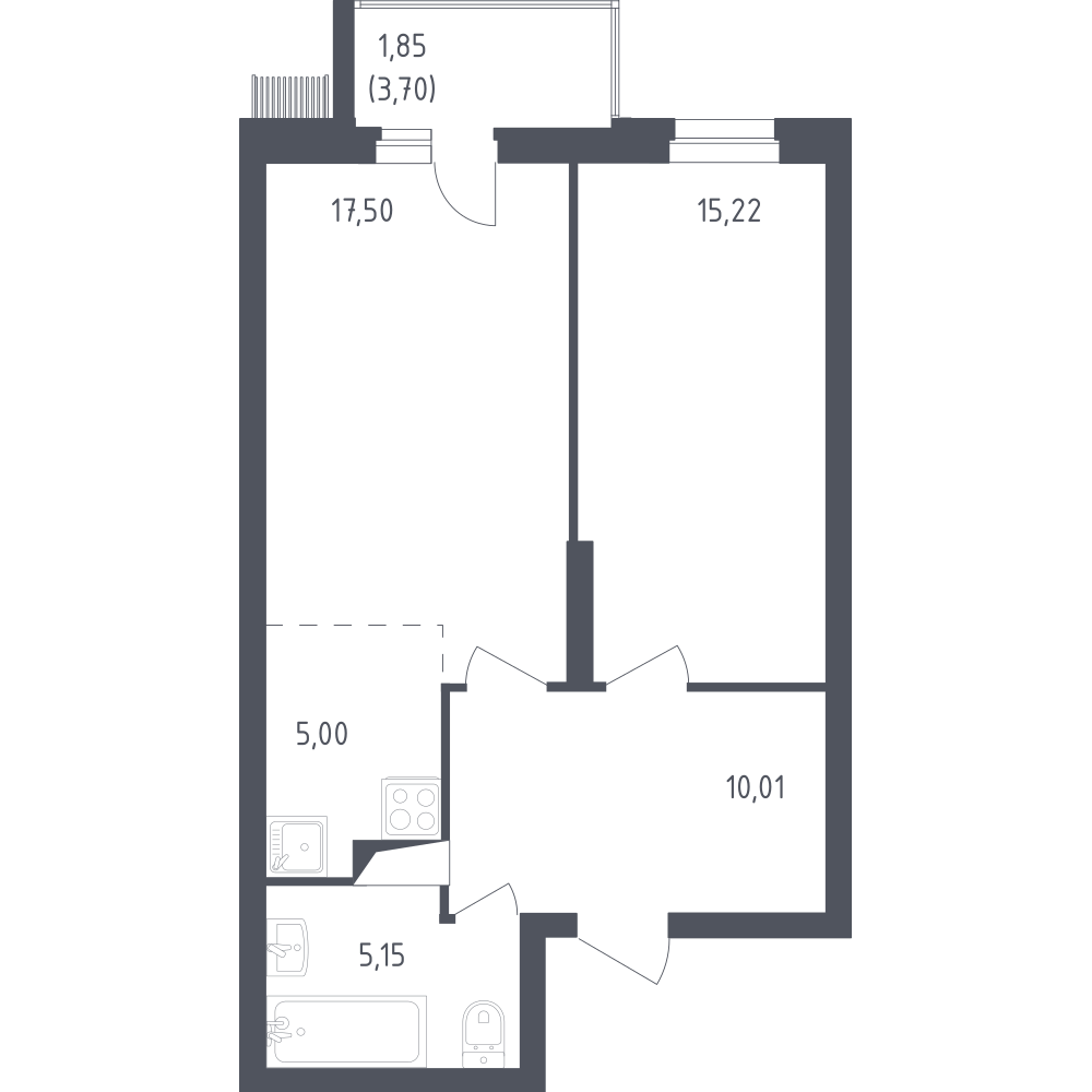 2-комнатная 54.7 м2 в ЖК Егорово Парк корпус 2 этаж 3