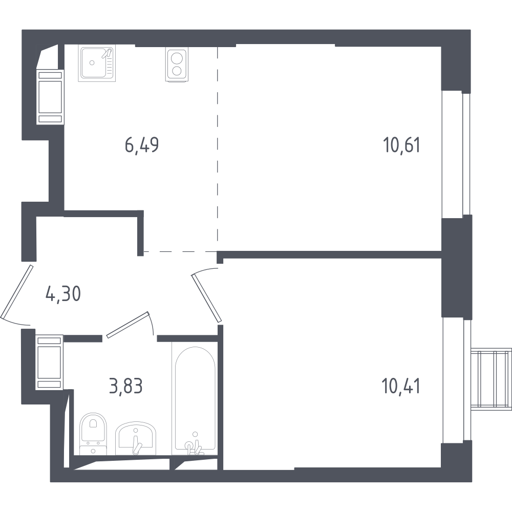 2-комнатная 35.6 м2 в ЖК Томилино Парк корпус 5.1 этаж 17