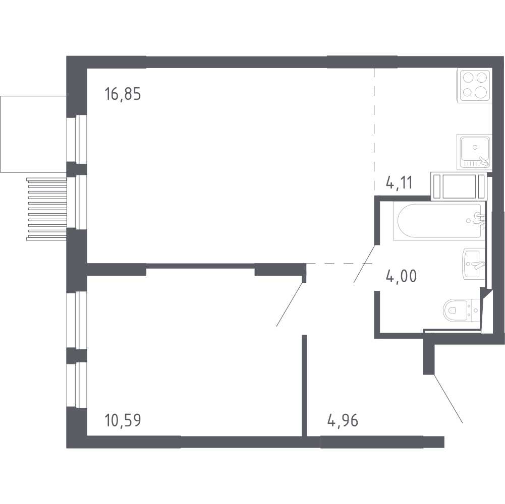 2-комнатная 40.5 м2 в ЖК Молжаниново корпус 1 этаж 7