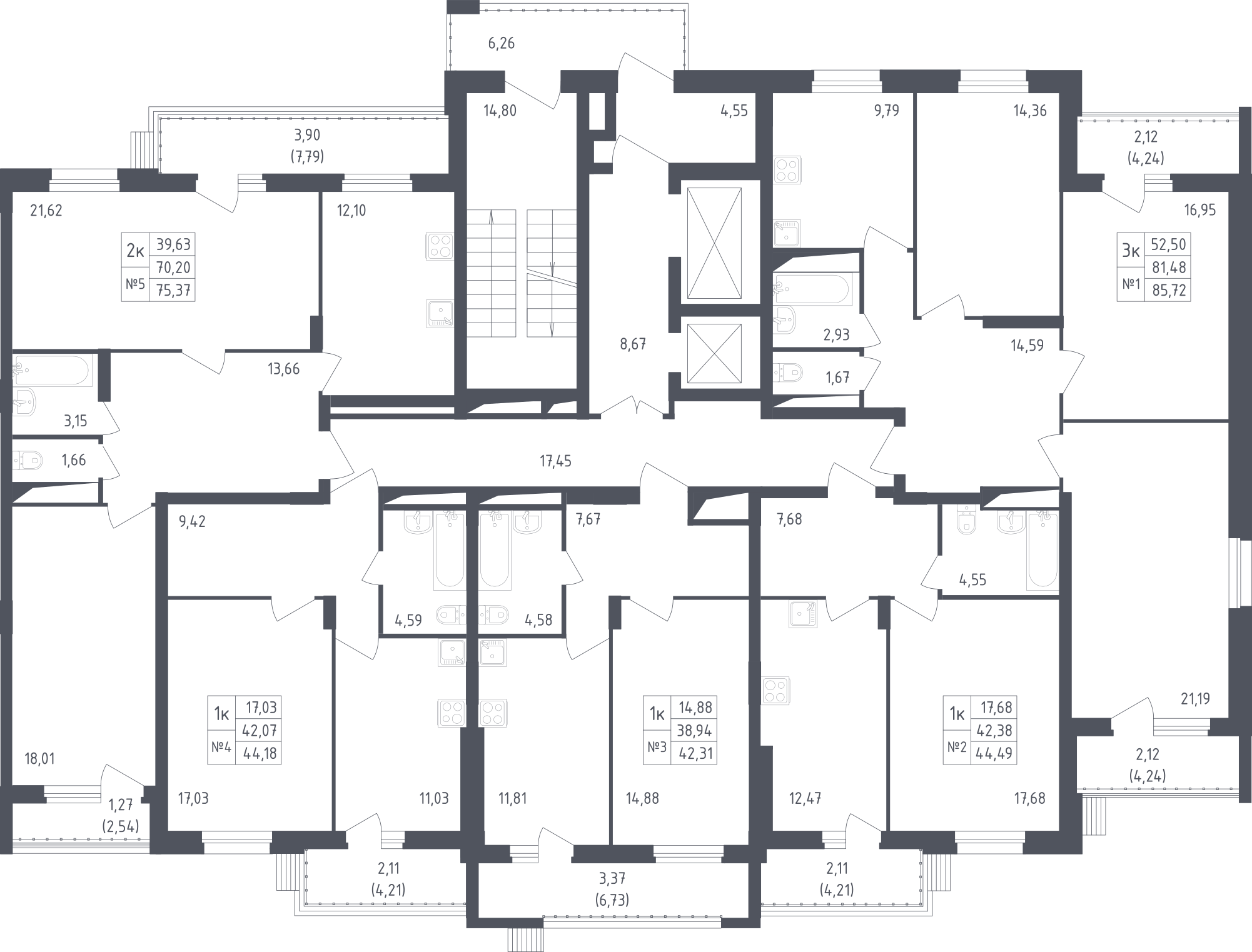 План этажаСтудия75.4 м2 в ЖК Егорово Парк корпус Егорово Парк, 2 очередь, корпус 4 этаж 3
