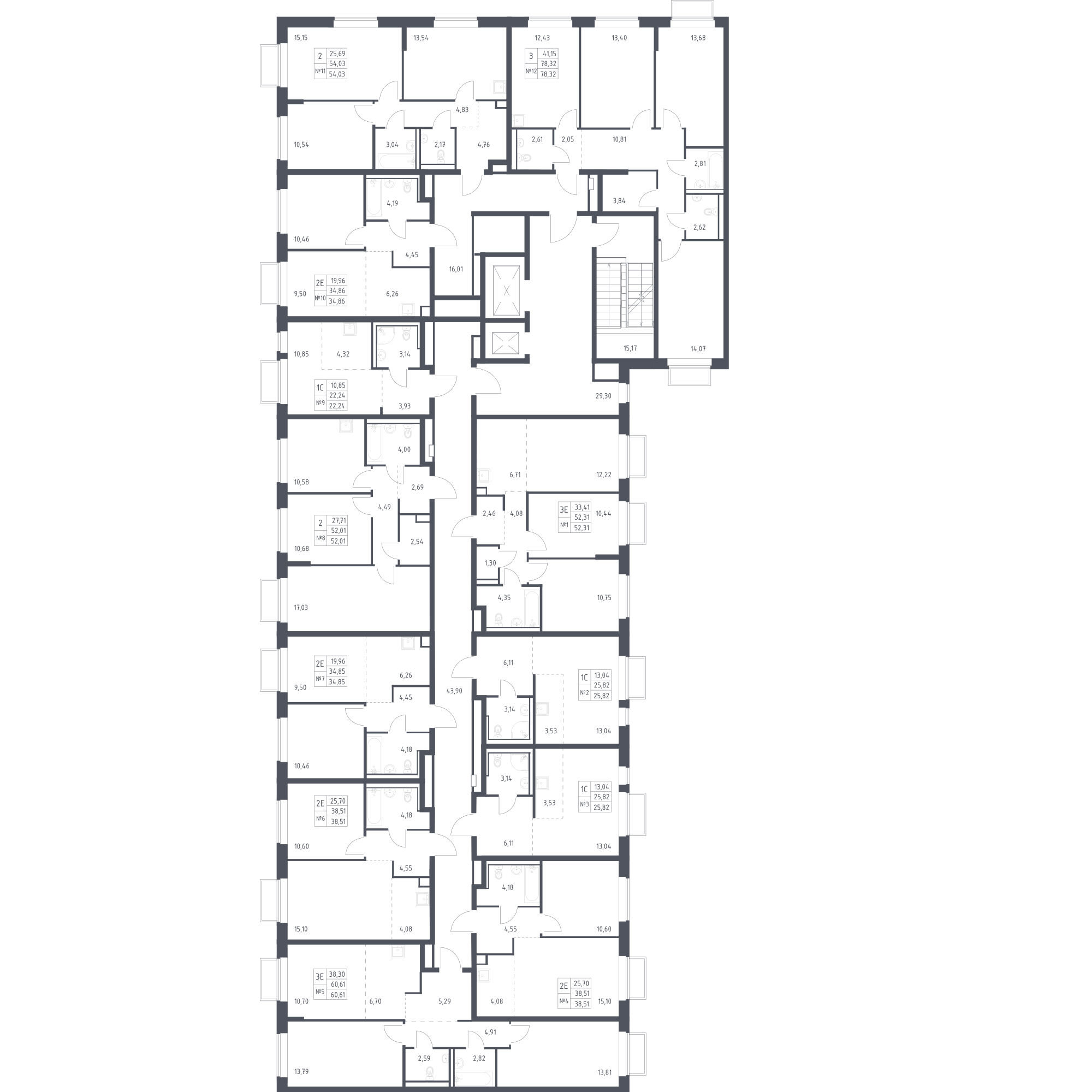 План этажаСтудия25.8 м2 в ЖК Томилино Парк корпус Томилино, 5 очередь, корпус 6.1 этаж 2