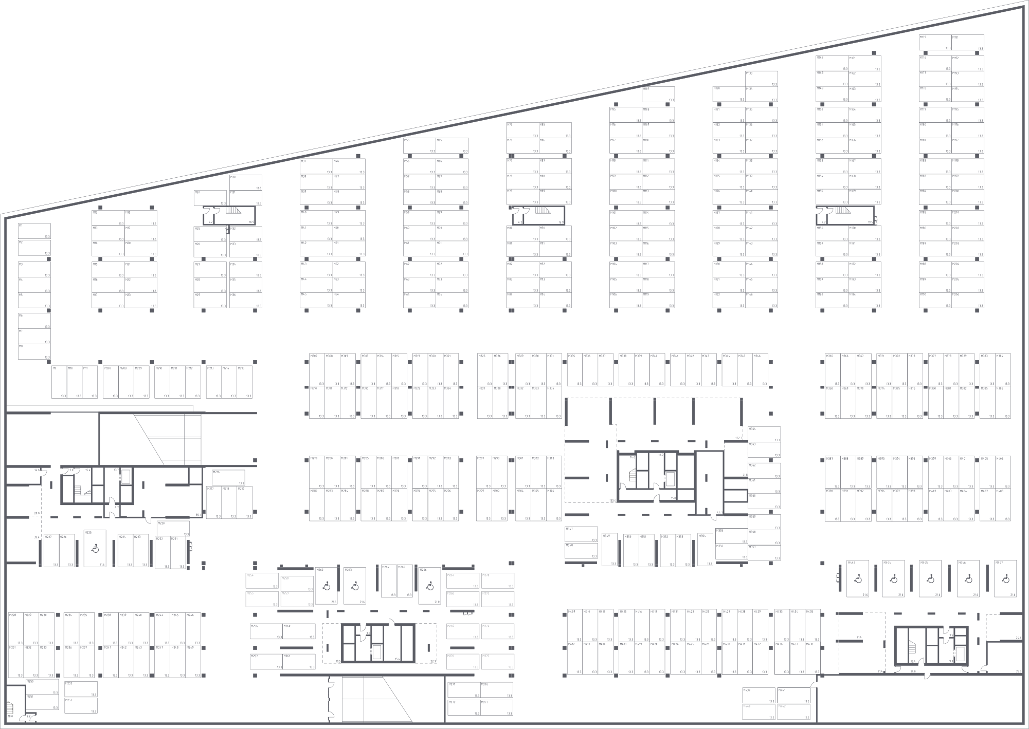 План этажаСтудия26.6 м2 в ЖК Спутник корпус НЖ,Спутник, 2 очередь, 1 ПК - Машиноместа этаж -2