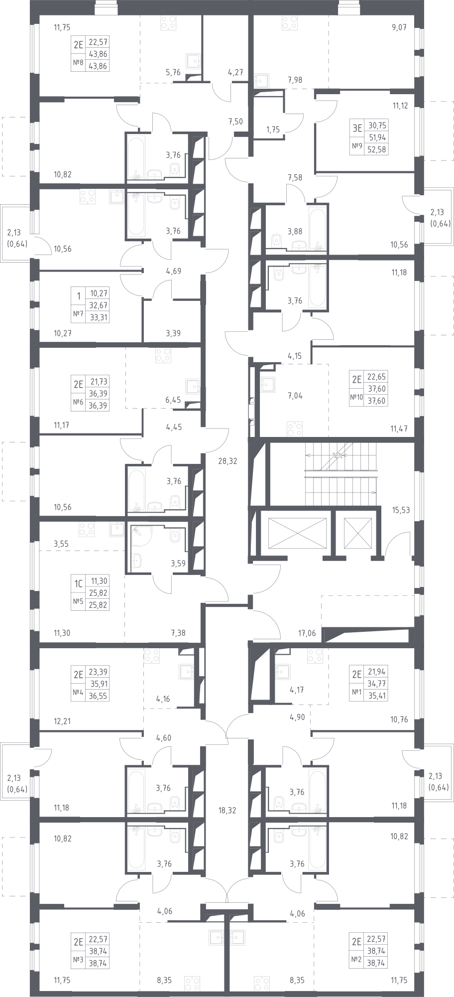 План этажаСтудия36.4 м2 в ЖК Остафьево корпус Остафьево, 5 очередь, Корпус 19 этаж 8