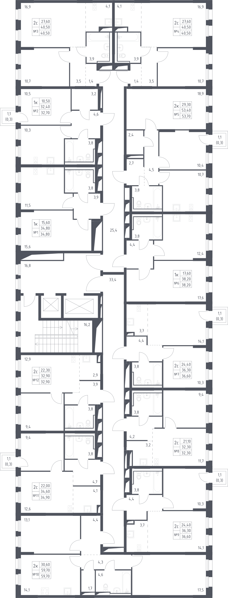 План этажаСтудия36.6 м2 в ЖК Молжаниново корпус Молжаниново, 1 очередь, Корпус 3 этаж 2