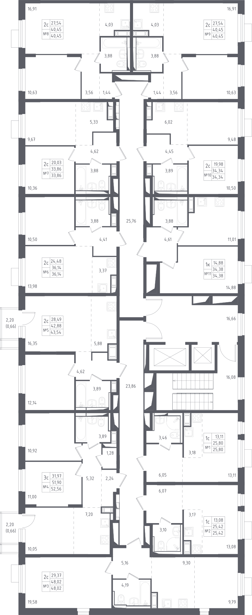 План этажаСтудия43.5 м2 в ЖК Пятницкие Луга корпус Юрлово, 1 очередь, Корпус 1.2 этаж 3