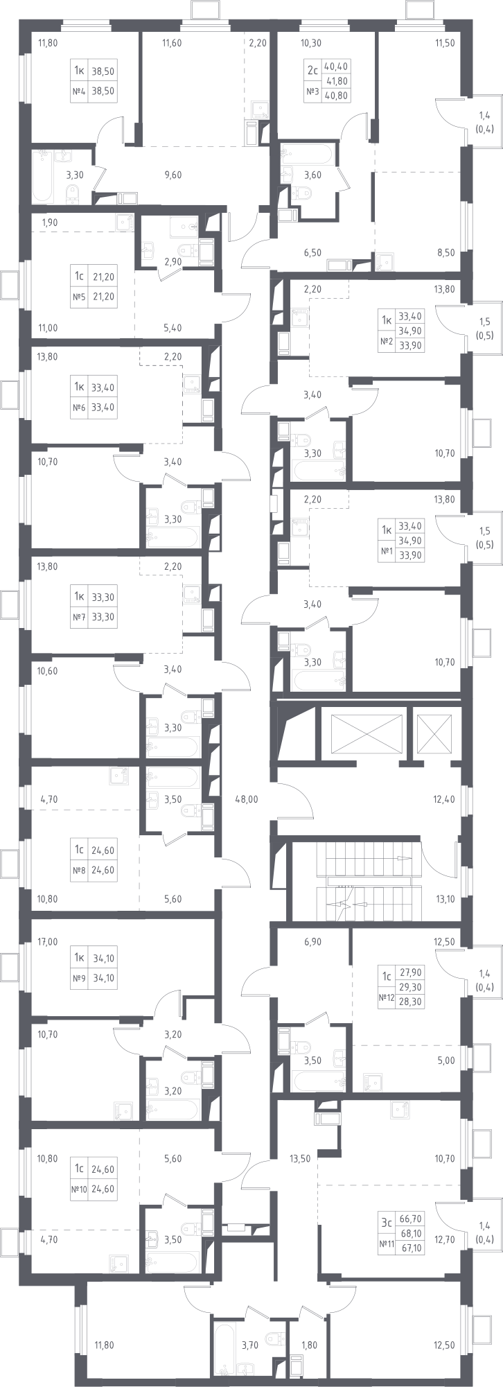 План этажаСтудия28.3 м2 в ЖК Люберцы корпус Люберцы, 7 очередь, Корпус 69 этаж 8