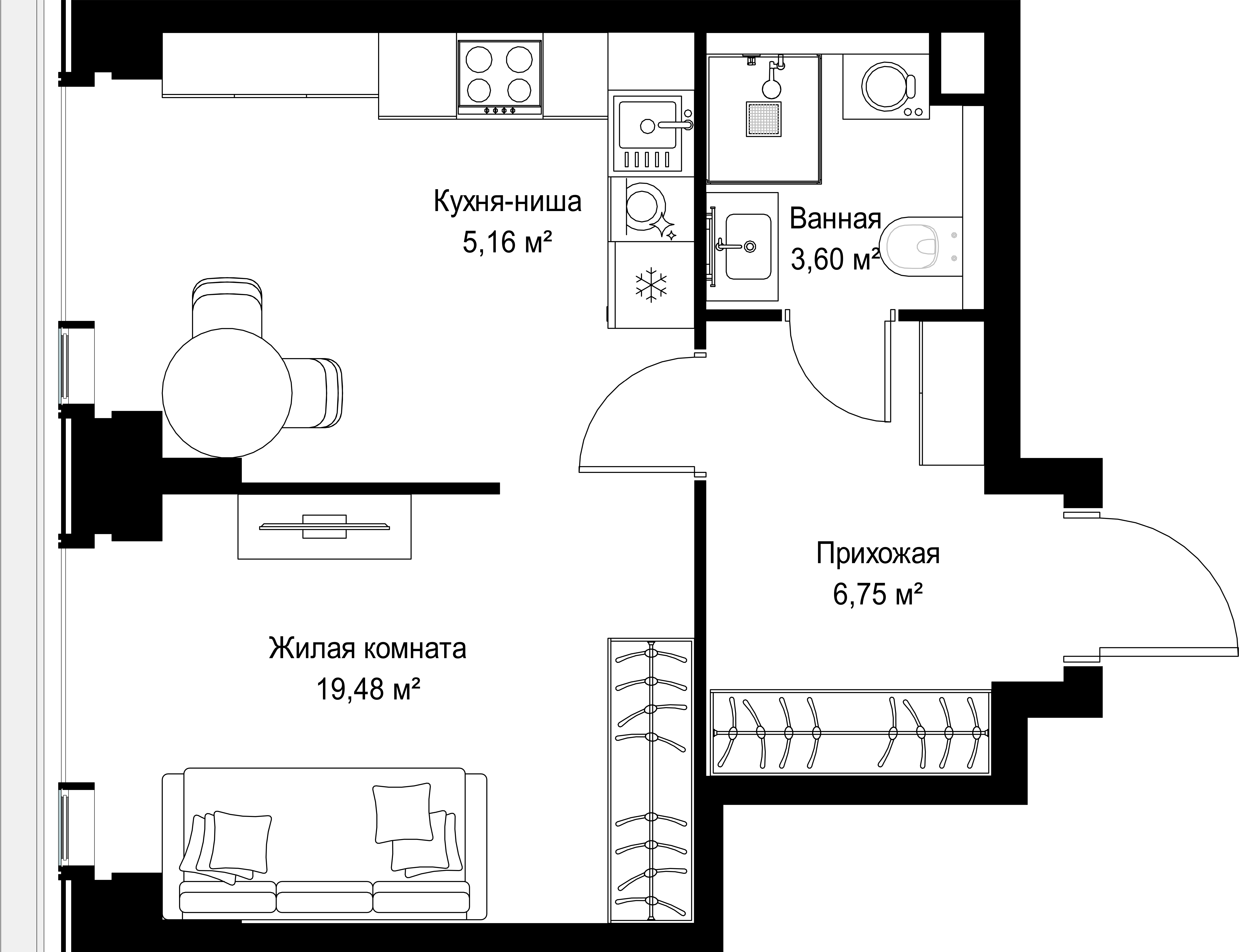 1-комнатная 34 м2 в ЖК СИТИДЗЕН корпус null этаж 18