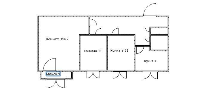 3-комнатная 61.1 м2 в ЖК undefined корпус null этаж 1