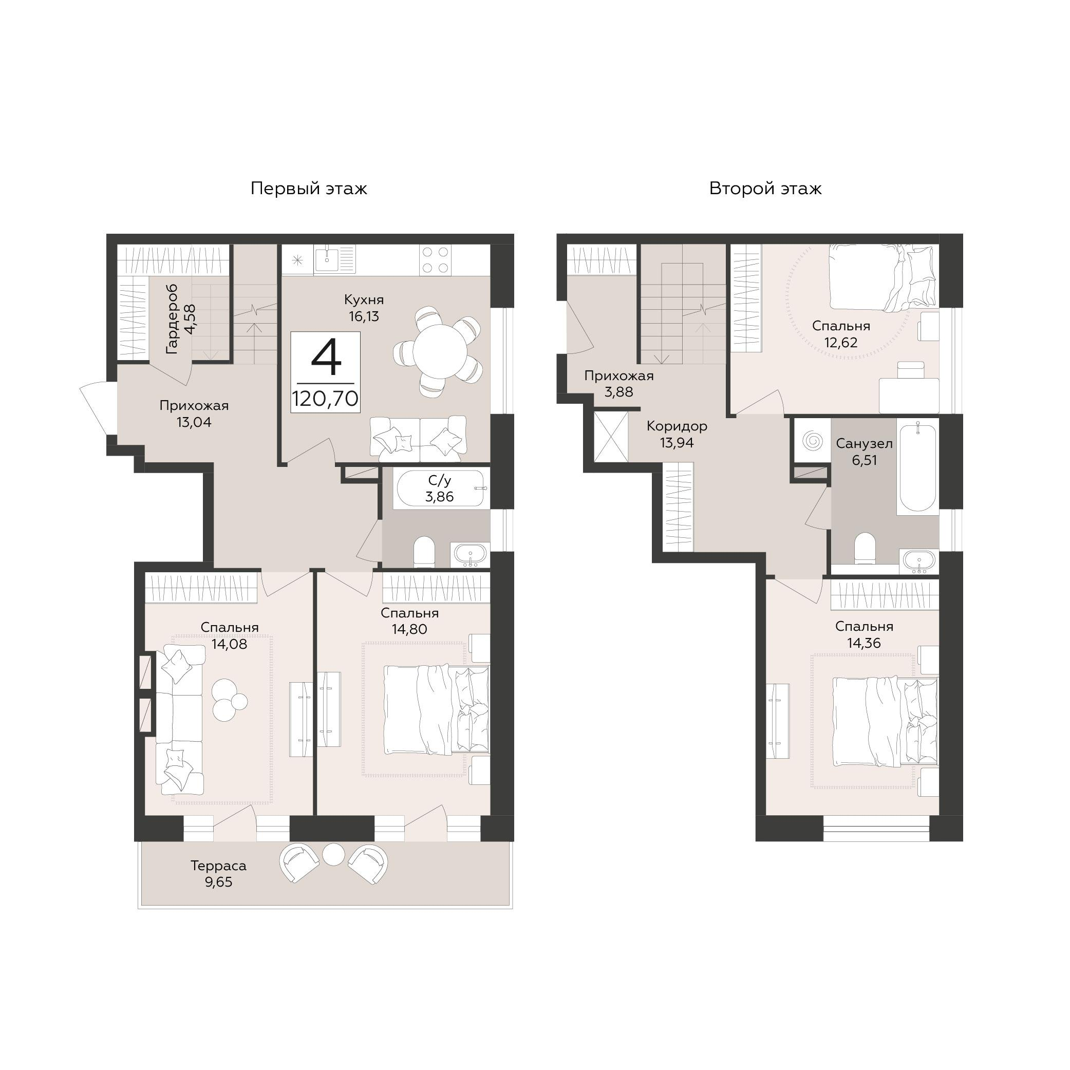 4-комнатная 120 м2 в ЖК Эклипс корпус null этаж 11