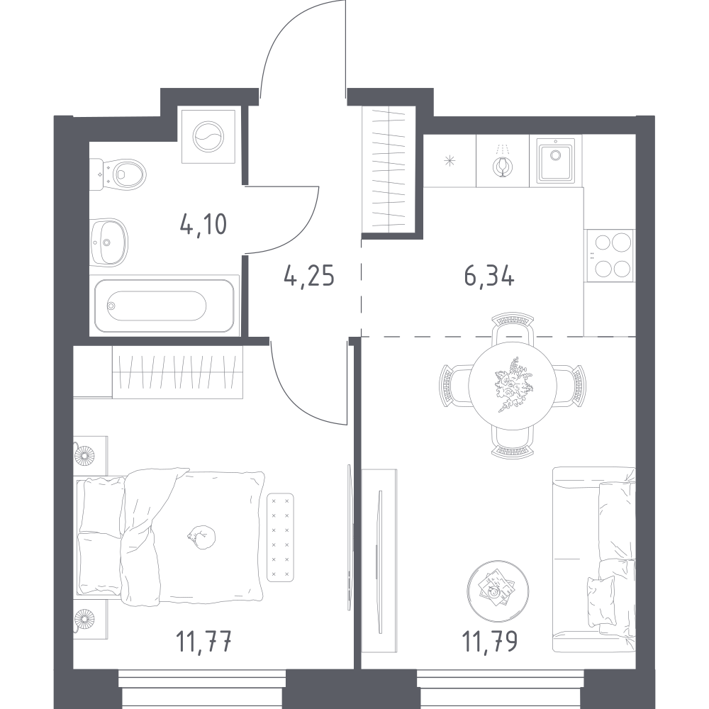 Студия 38 м2 в ЖК Новое Внуково корпус null этаж 2