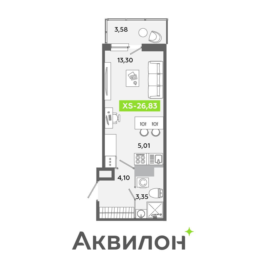 Студия 26 м2 в ЖК Аквилон Янино корпус null этаж 6