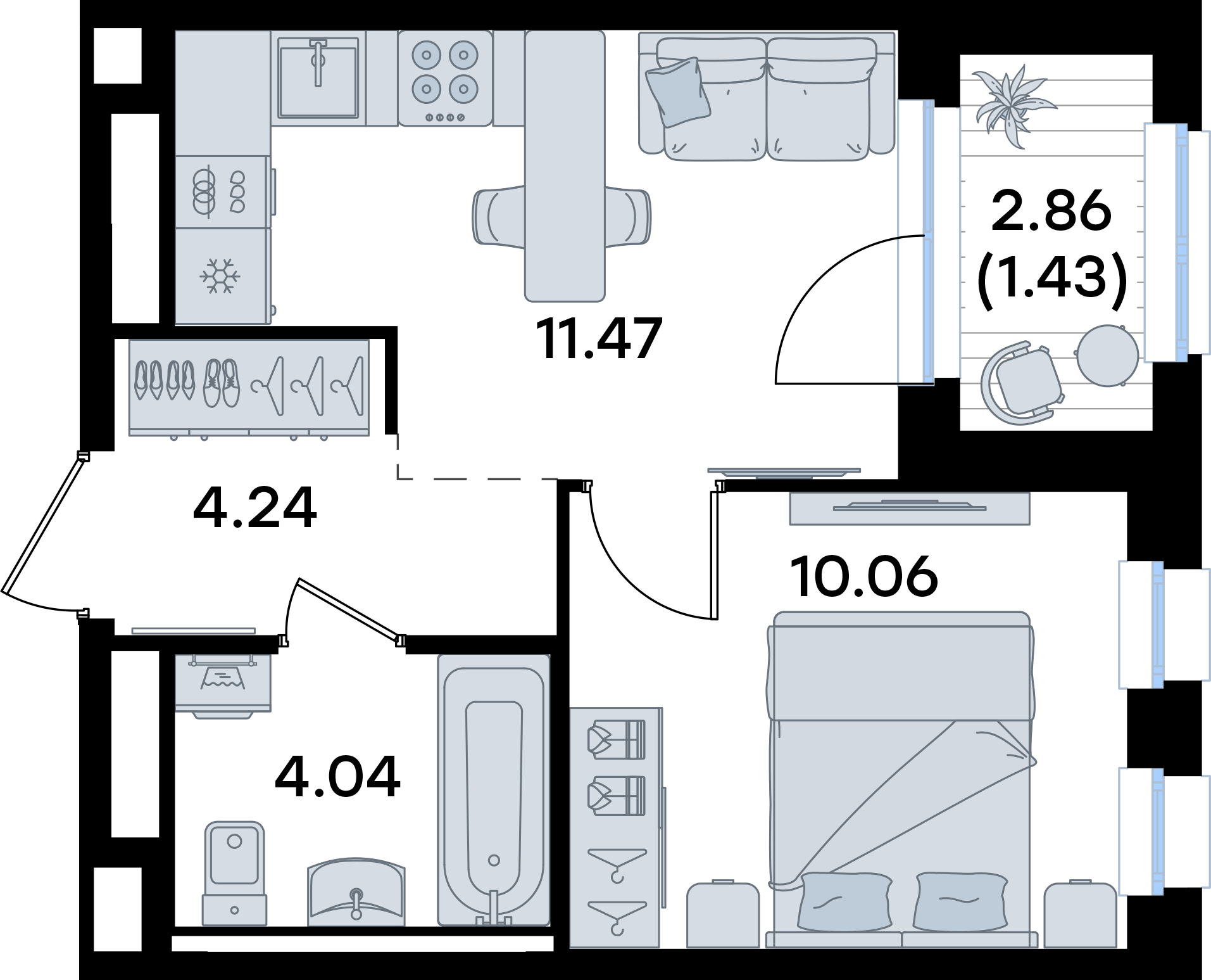 1-комнатная 31 м2 в ЖК Экосити корпус null этаж 6