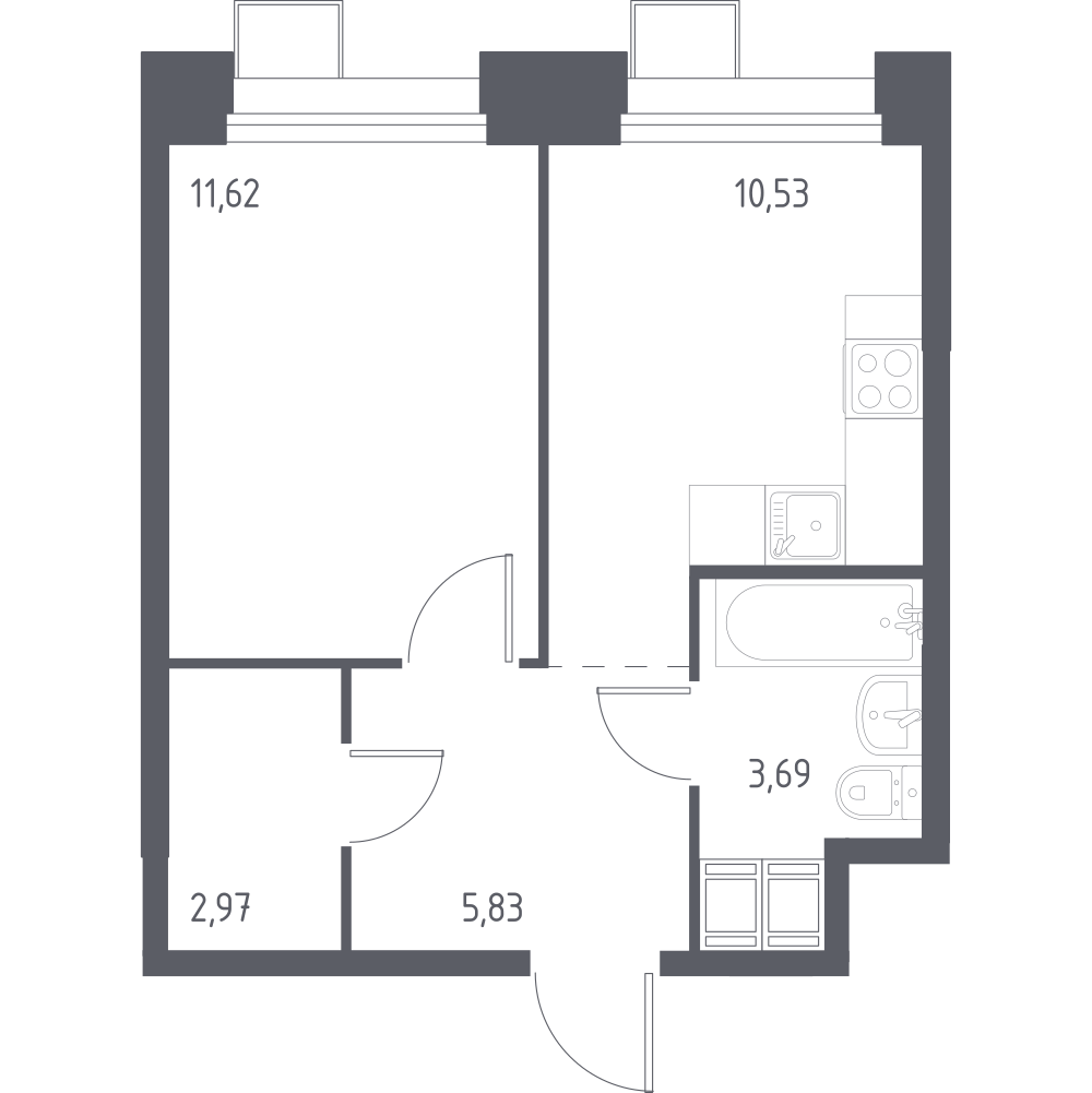 1-комнатная 34 м2 в ЖК Тропарево Парк корпус null этаж 14