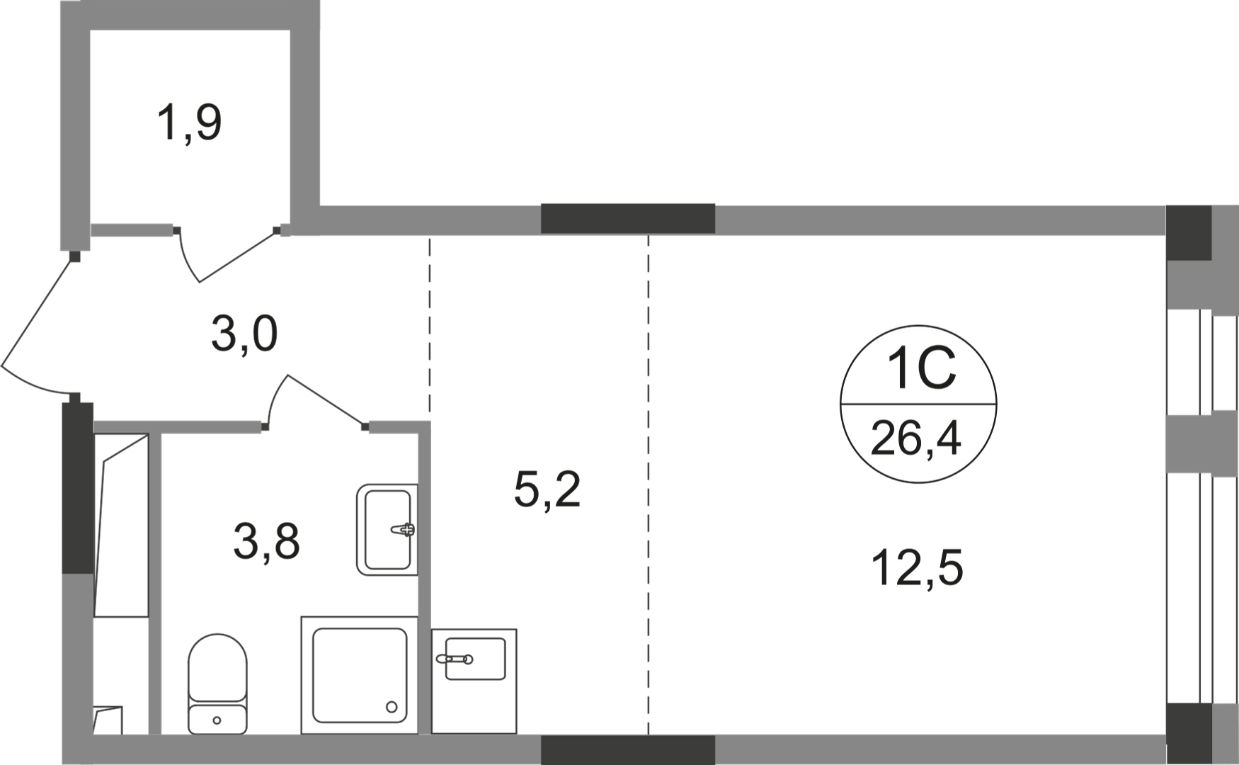 Студия 26 м2 в ЖК Первый Московский корпус null этаж 9