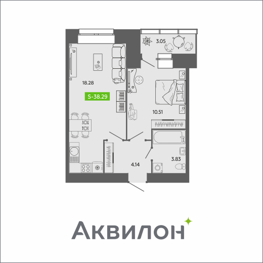 Студия 38 м2 в ЖК RIVER PARK-2 корпус null этаж 6