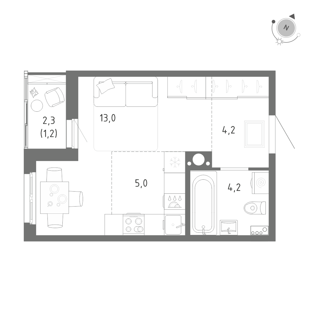 Студия 27 м2 в ЖК Клюква.Парк корпус null этаж 7