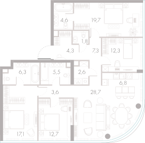 5-комнатная 133 м2 в ЖК River Park Towers Кутузовский корпус null этаж 41