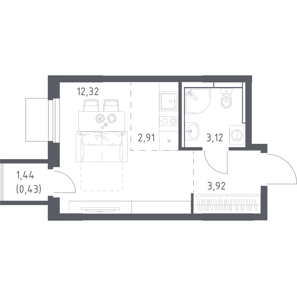 Студия 22 м2 в ЖК Мытищи Парк корпус null этаж 5