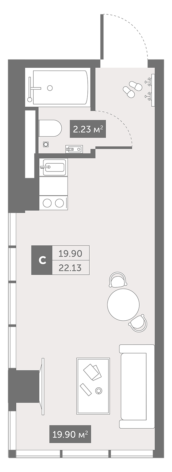 Студия 27 м2 в ЖК Зум Чёрная Речка корпус null этаж 2