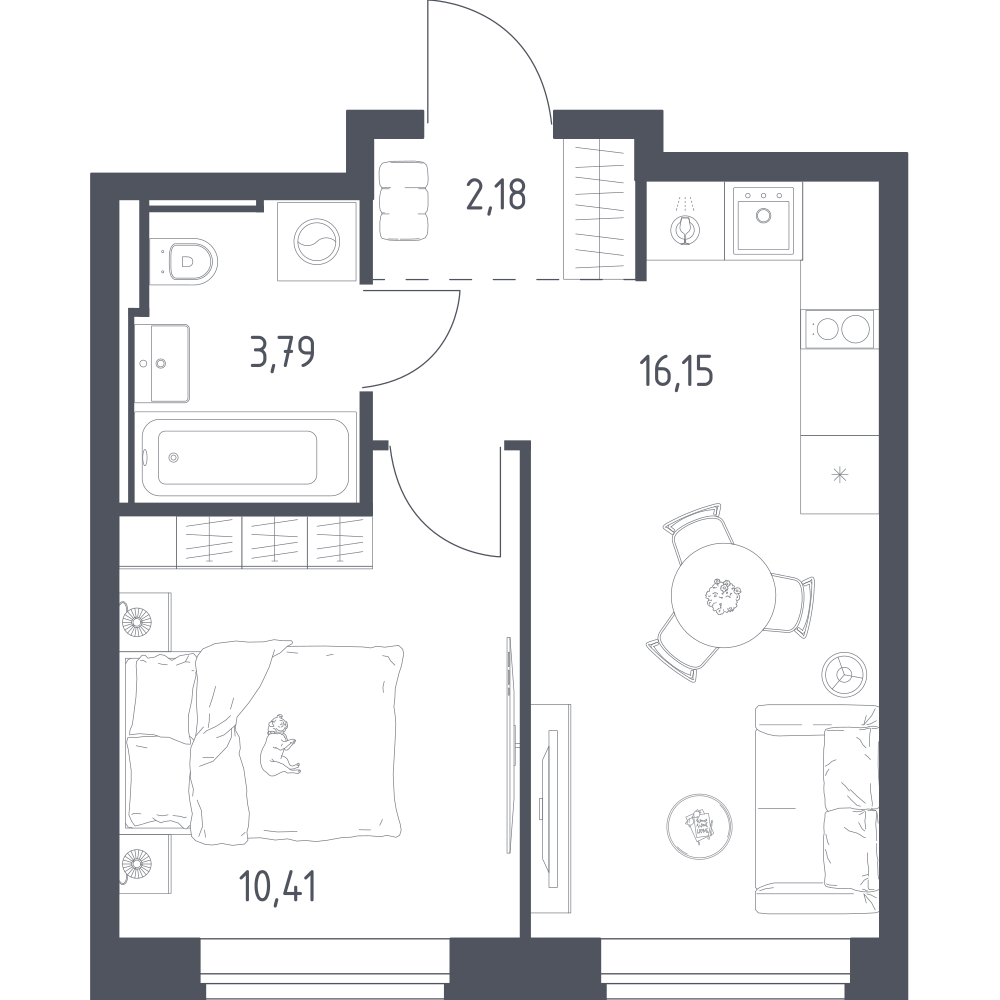 1-комнатная 32 м2 в ЖК Литературный Квартал корпус null этаж 10