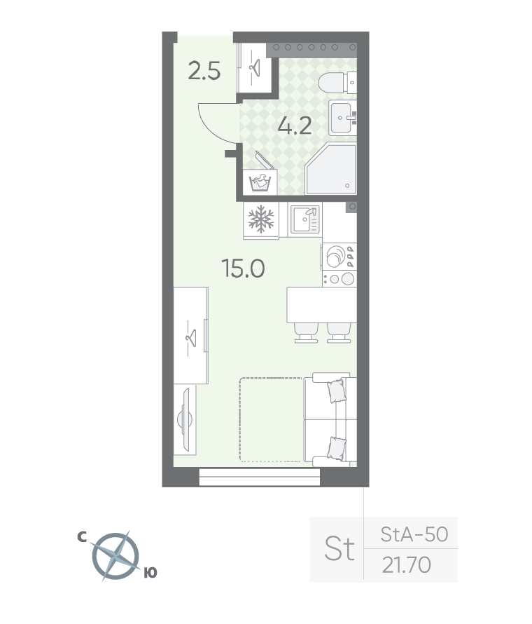 Студия 21 м2 в ЖК Пулково Lake корпус null этаж 4