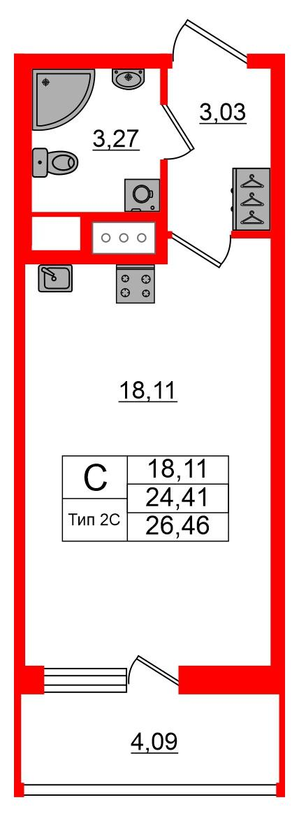 Студия 24 м2 в ЖК Setl Ривьера корпус null этаж 12