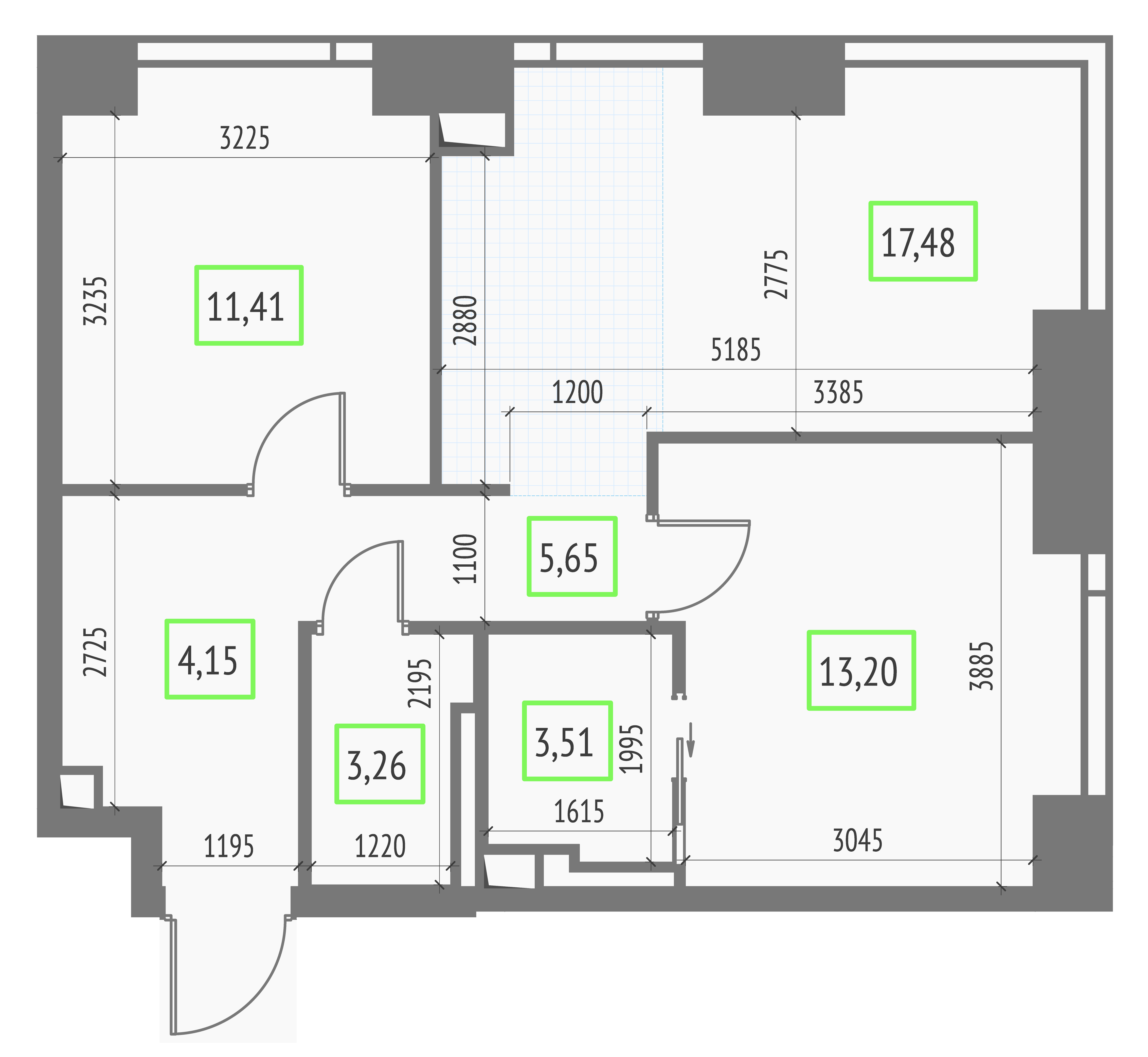 2-комнатная 58 м2 в ЖК Upside Towers корпус null этаж 8
