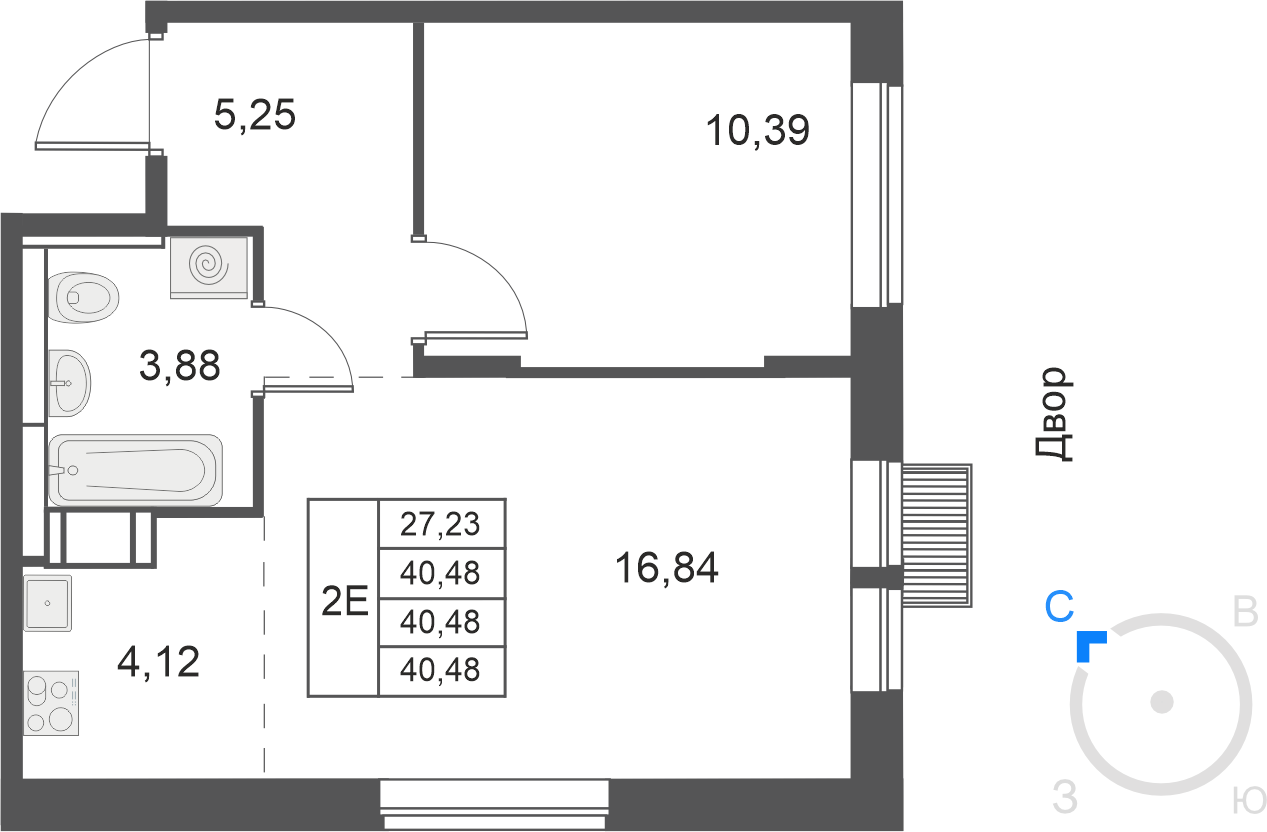 2-комнатная 40 м2 в ЖК Большое Путилково (УРАЛСИБ) корпус null этаж 17
