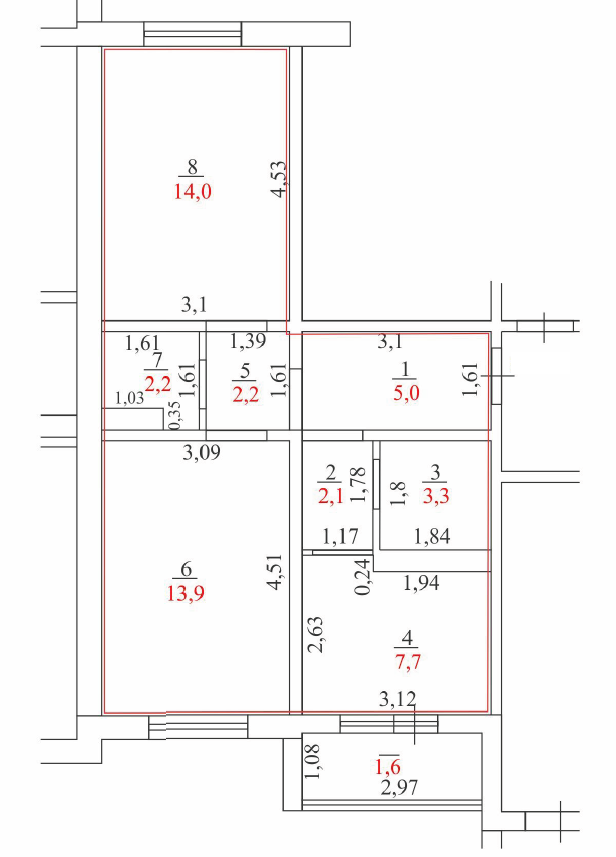 2-комнатная 50.4 м2 в ЖК undefined корпус null этаж 5