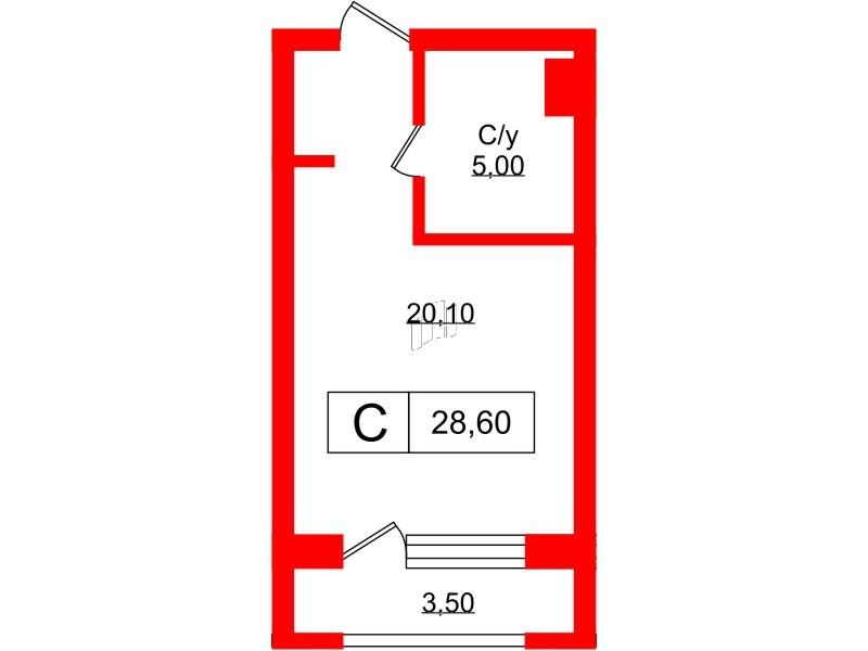 Студия 29 м2 в ЖК Princesse Royal корпус null этаж 7