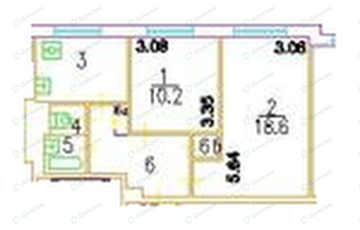 2-комнатная 46.1 м2 в ЖК undefined корпус null этаж 3