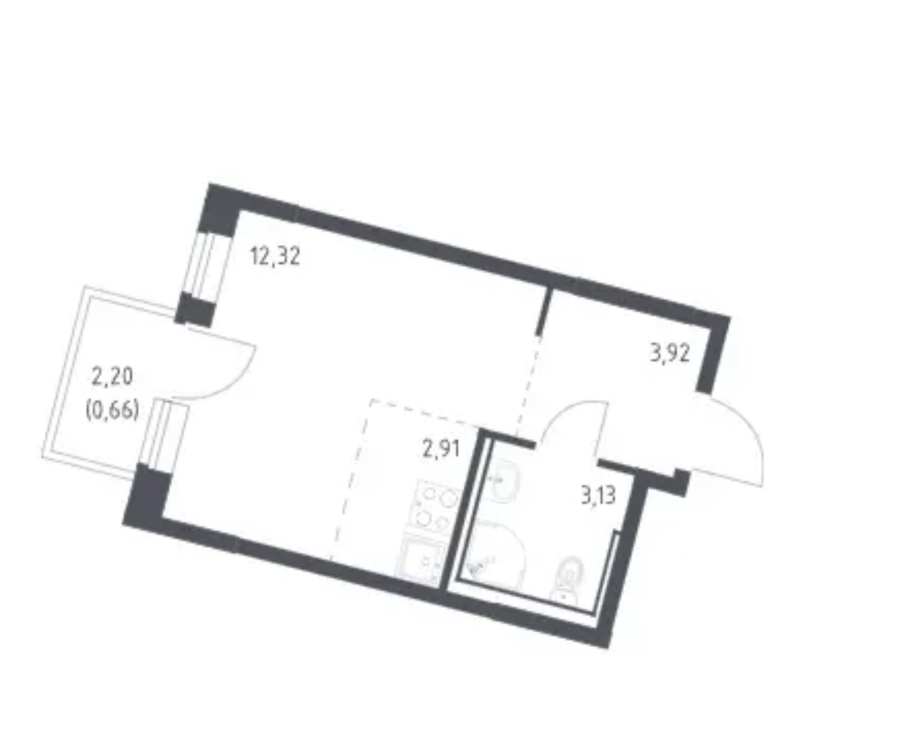 Студия 22.9 м2 в ЖК undefined корпус null этаж 9