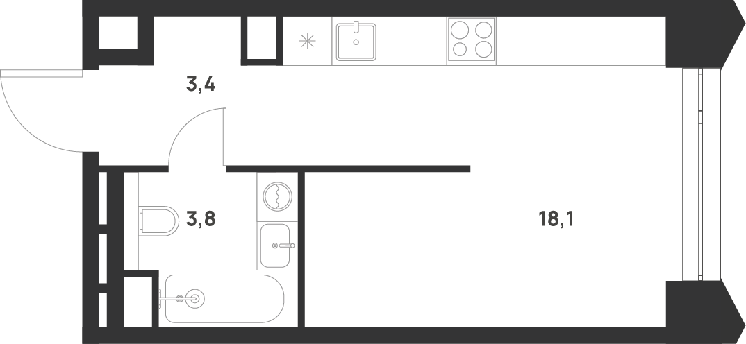 Студия 25 м2 в ЖК Voice Towers корпус null этаж 20