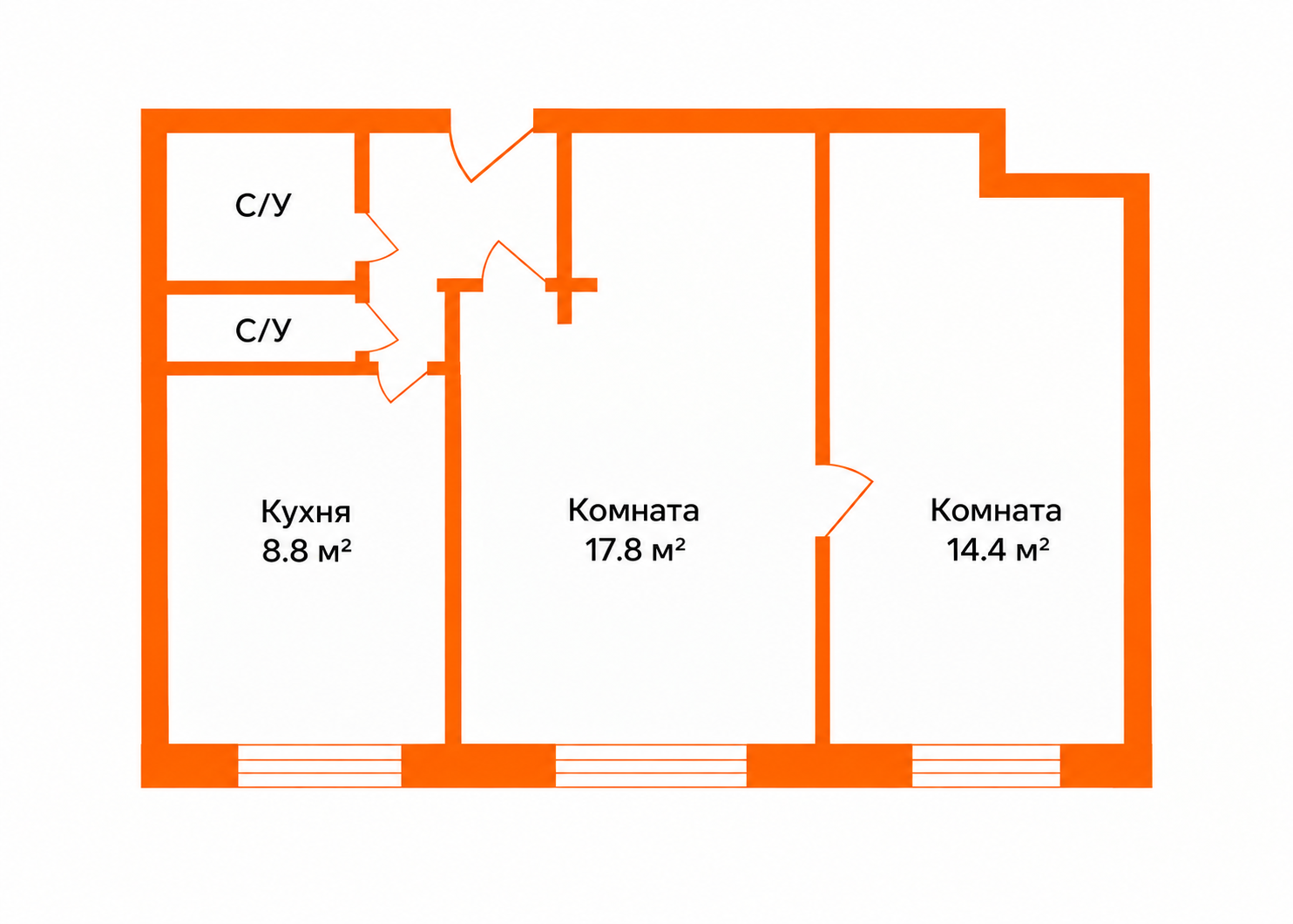 2-комнатная 47.2 м2 в ЖК undefined корпус null этаж 1