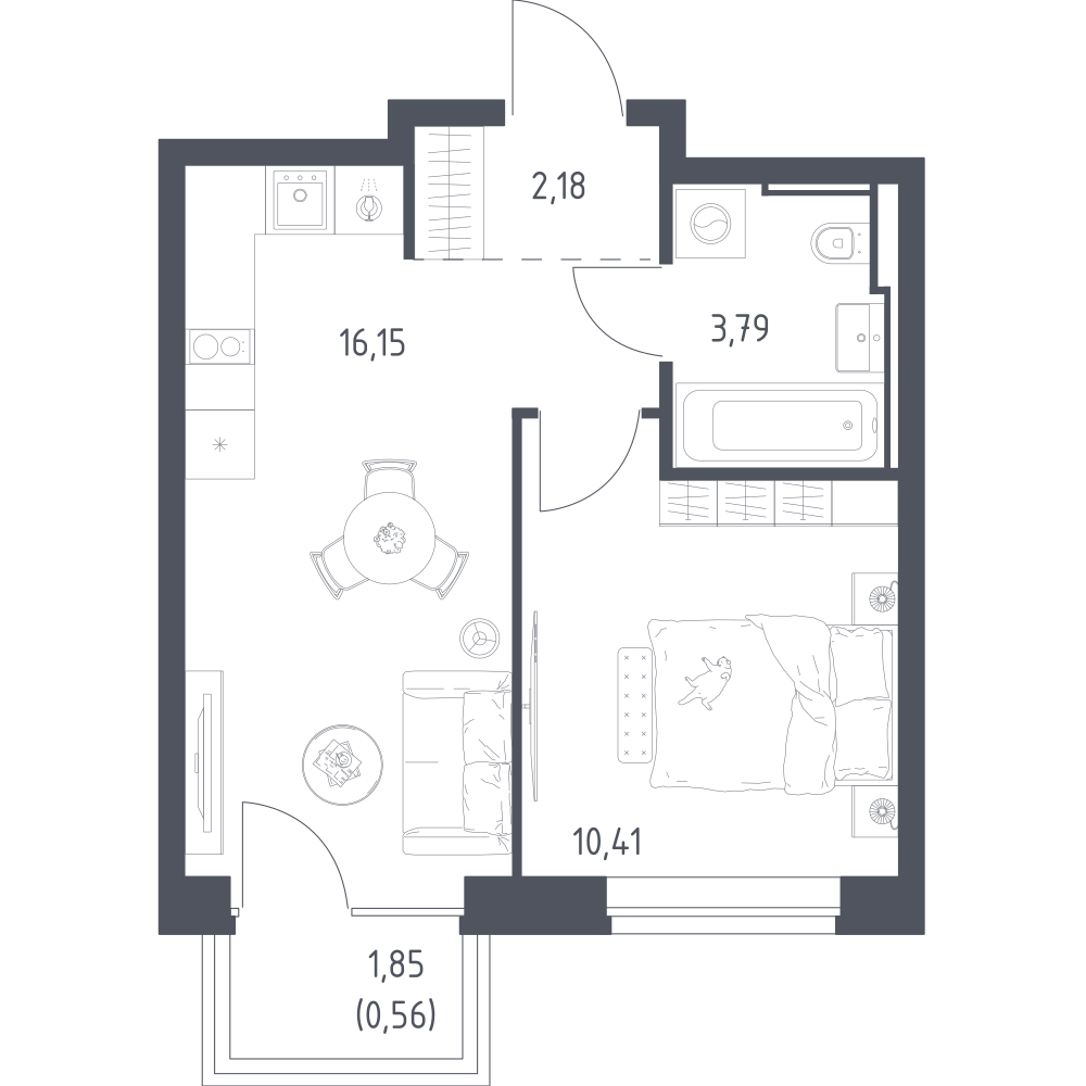 1-комнатная 33 м2 в ЖК Литературный Квартал корпус null этаж 9