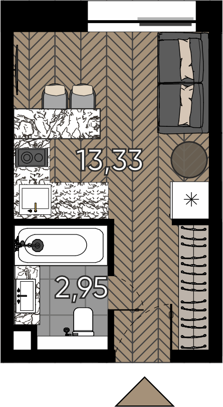 Студия 16 м2 в ЖК Зорге 9 корпус null этаж 3