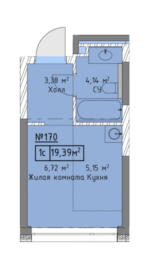 Студия 19.4 м2 в ЖК undefined корпус null этаж 3