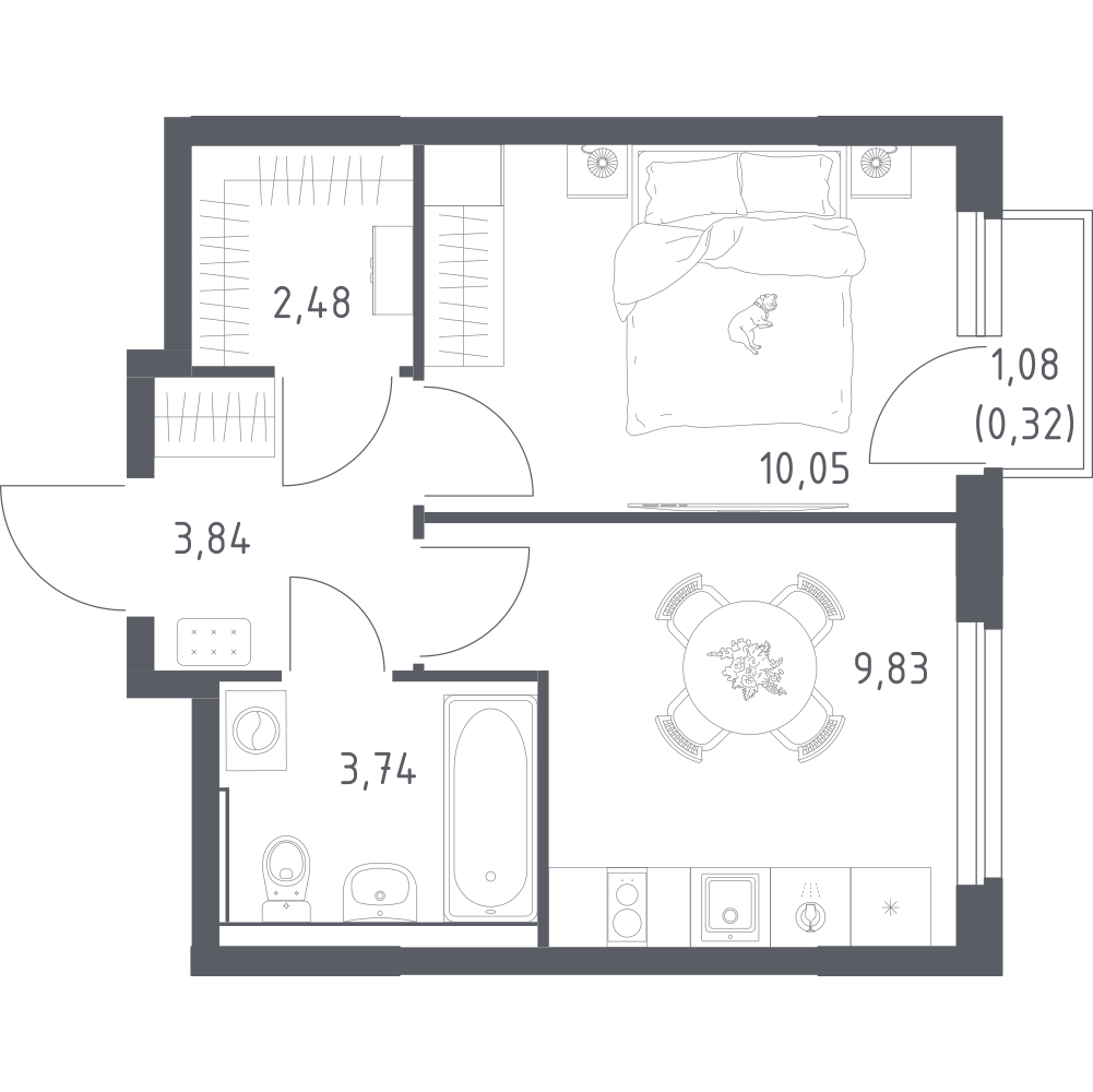 1-комнатная 30 м2 в ЖК Донские Легенды корпус null этаж 6