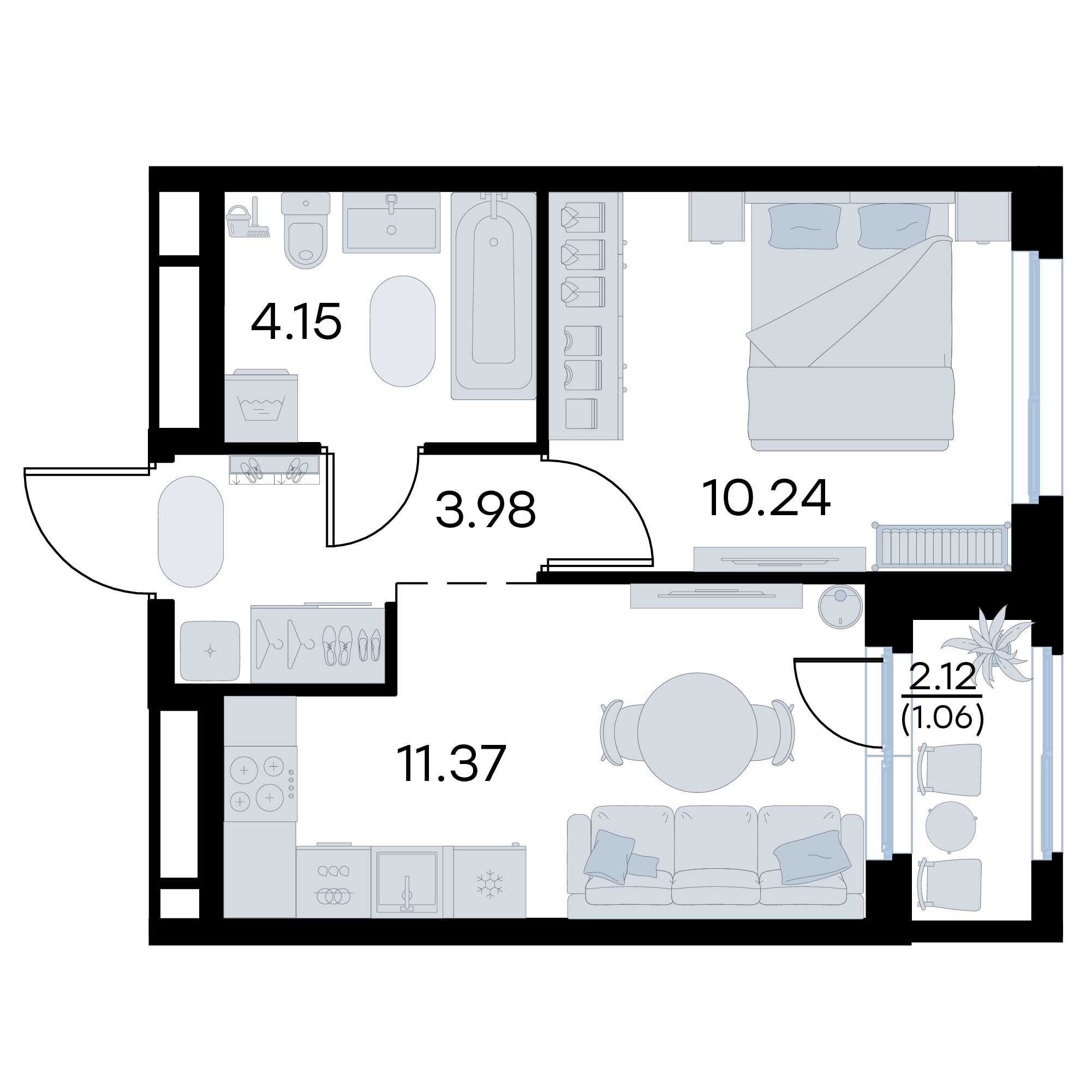 1-комнатная 30 м2 в ЖК Октябрьский корпус null этаж 2