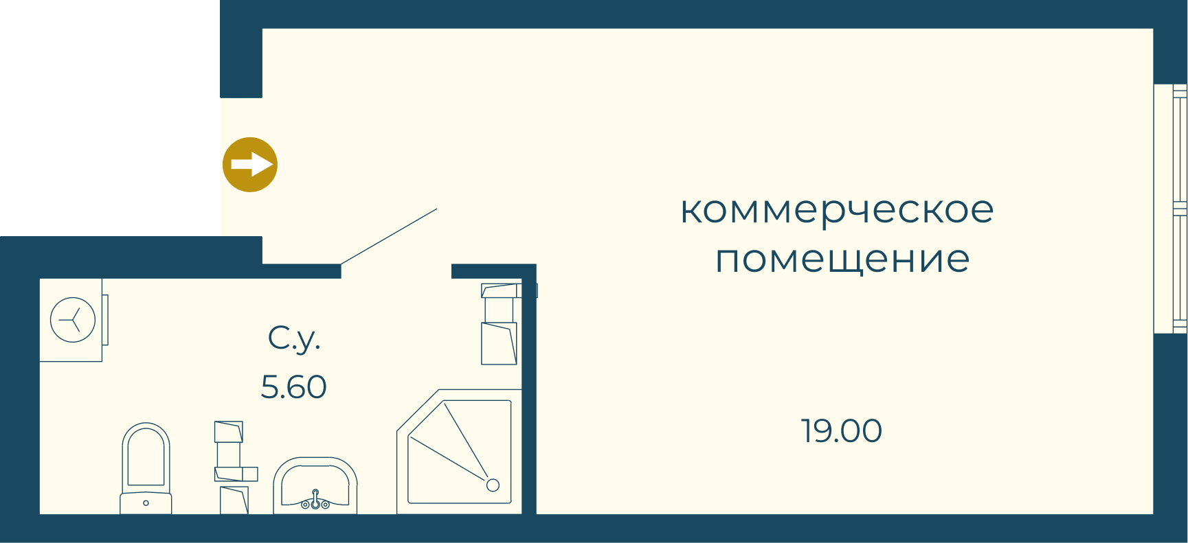 1-комнатная 24 м2 в ЖК Тактика корпус null этаж 3
