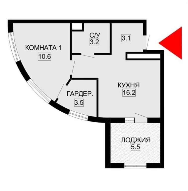 1-комнатная 36.6 м2 в ЖК undefined корпус null этаж 13