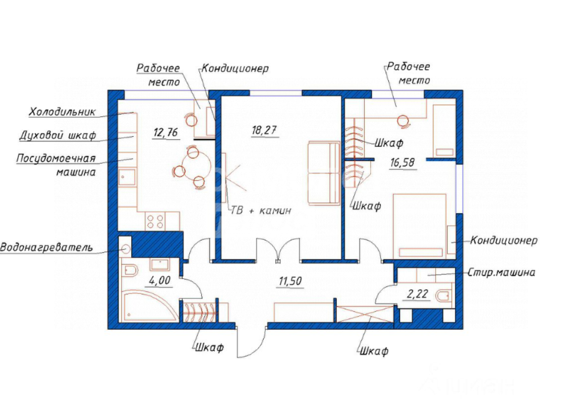 2-комнатная 63.2 м2 в ЖК undefined корпус null этаж 12