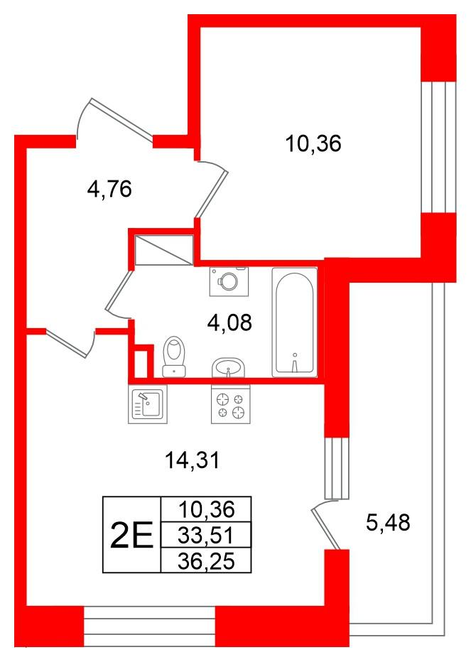 1-комнатная 33 м2 в ЖК Титул в Московском корпус null этаж 3