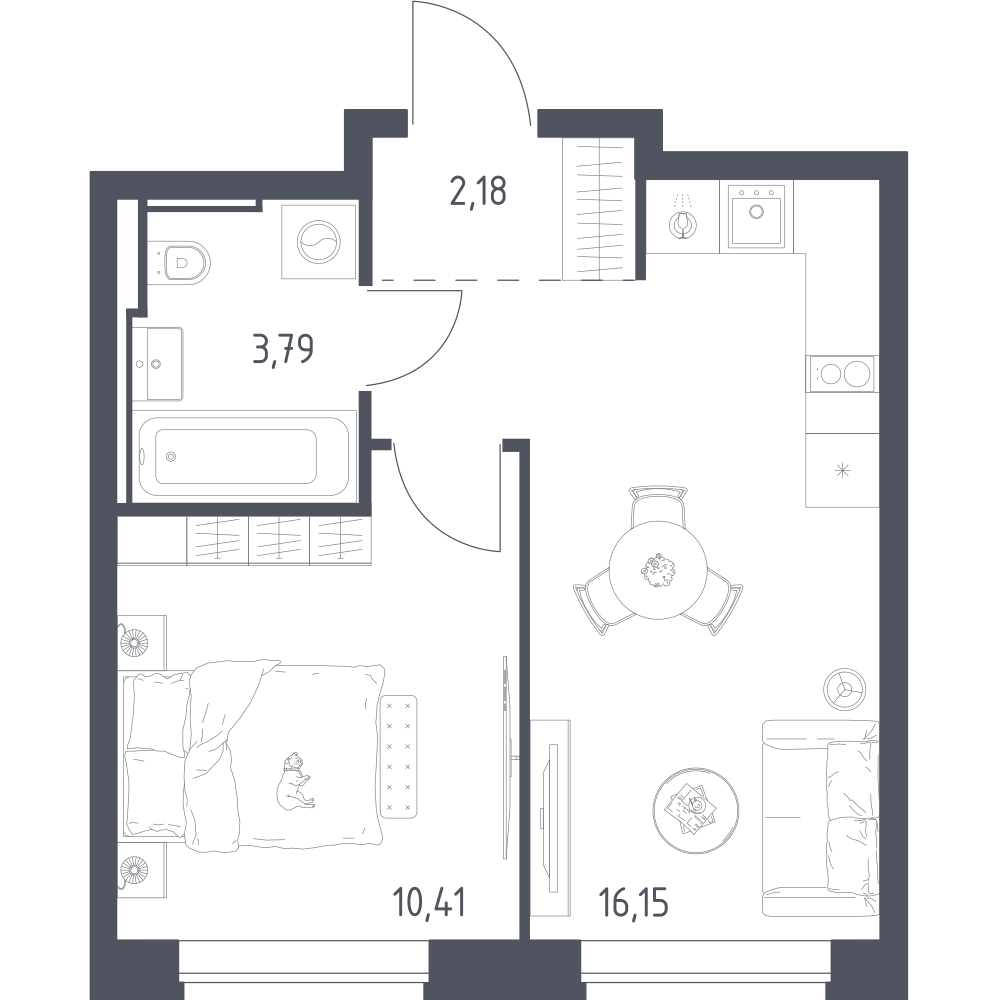 1-комнатная 32 м2 в ЖК Литературный Квартал корпус null этаж 2