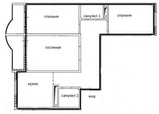 3-комнатная 79.5 м2 в ЖК undefined корпус null этаж 14